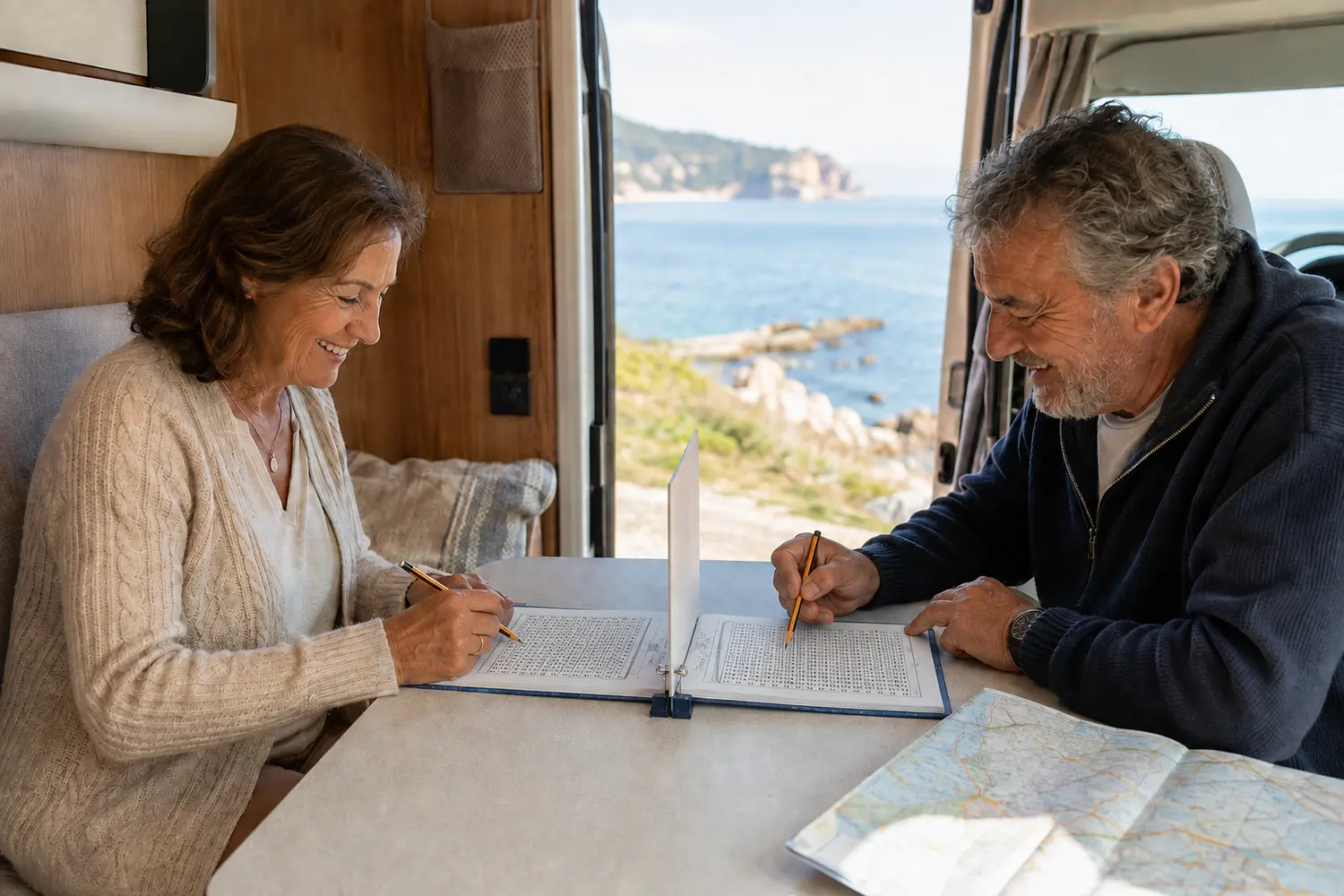 Una pareja jugando durante sus vacaciones