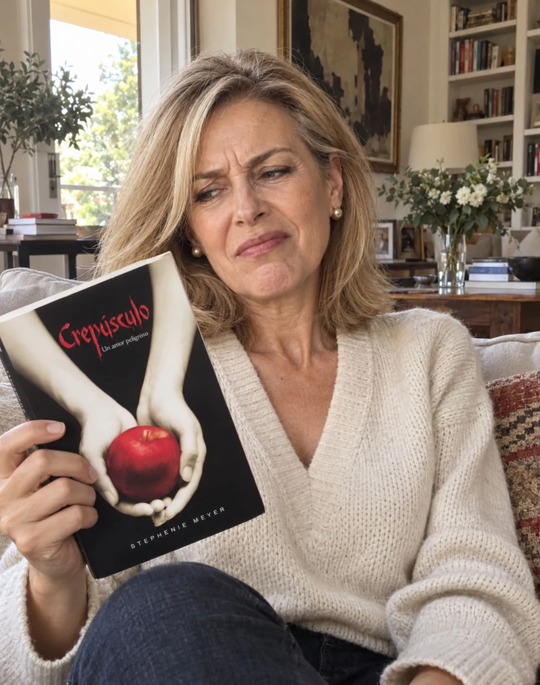 Nora Montalba con el libro Crepúsculo